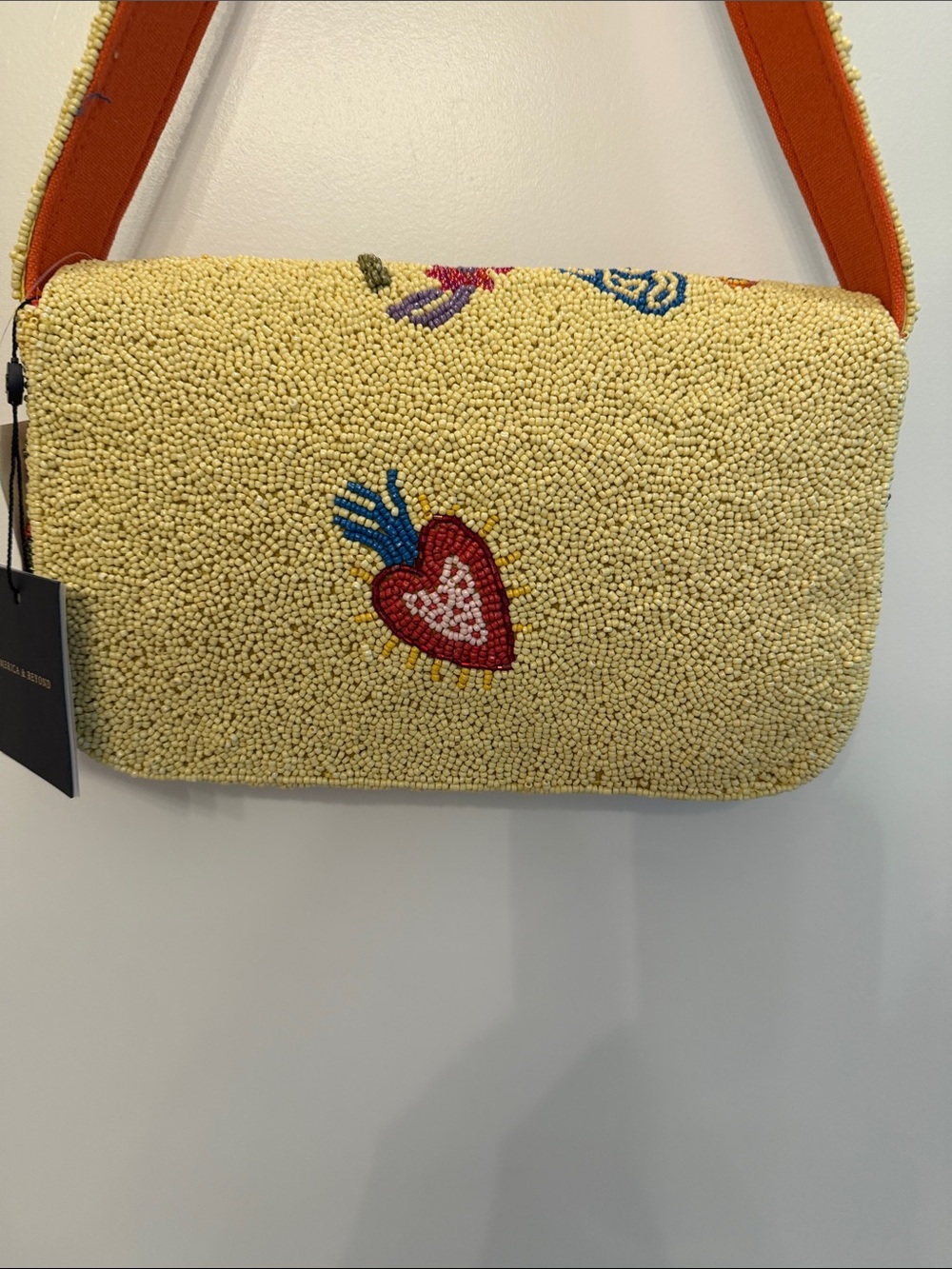 NWT- Viral America & Beyond Yellow Beaded Shoulder Bag - Picture 10 of 13
